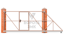 Ворота откатные с калиткой 3000×2000 ЗМК-7674