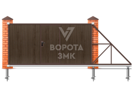 Откатные ворота 4000×2000 с калиткой ЗМК-7624