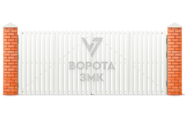 Ворота распашные из евроштакетника 1750×1750 ЗМК-5308